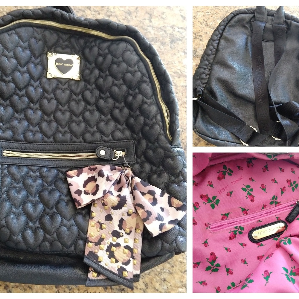 betsey johnson quilted hearts backpack